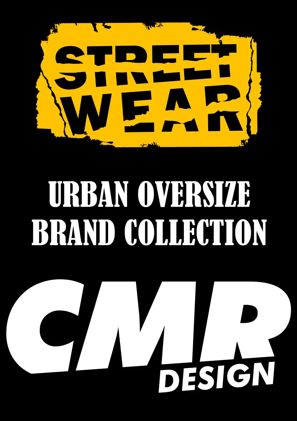 Logo streetwear giallo nero texture distressed Cmr Urban Oversize su nero