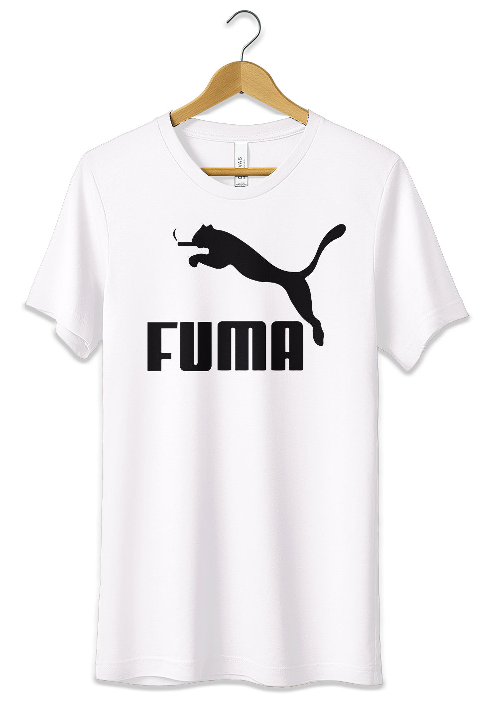 T-Shirt Divertente Fuma Maglietta Logo Fake Puma Ironico T-Shirt CmrDesignStore 3/4 anni Bianco