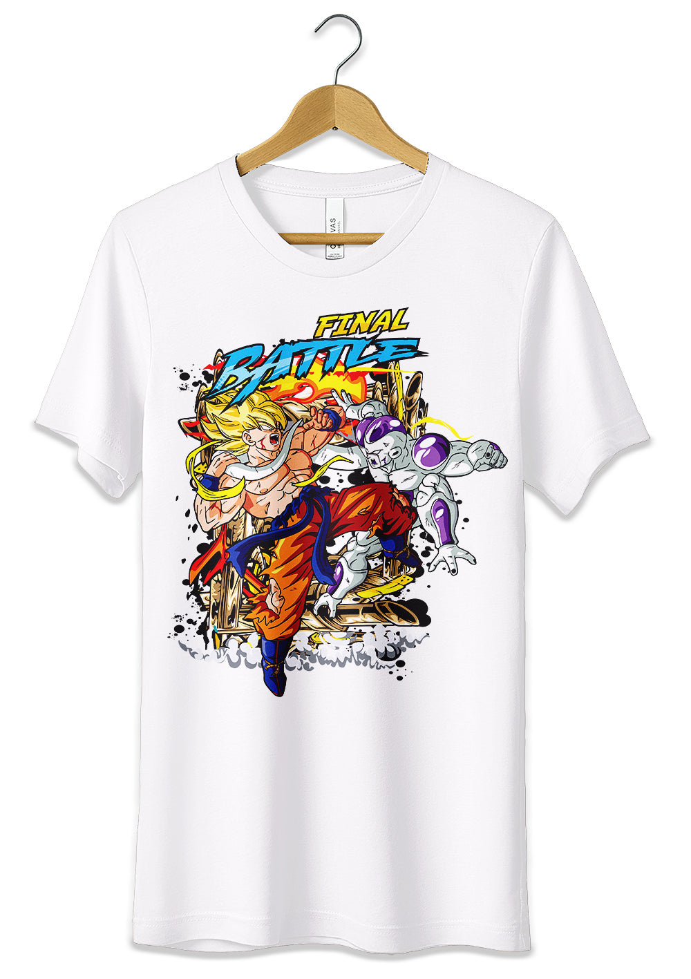 T-Shirt Goku vs Freezer Maglietta Dragon Ball T-Shirt CmrDesignStore 3/4 anni Bianco