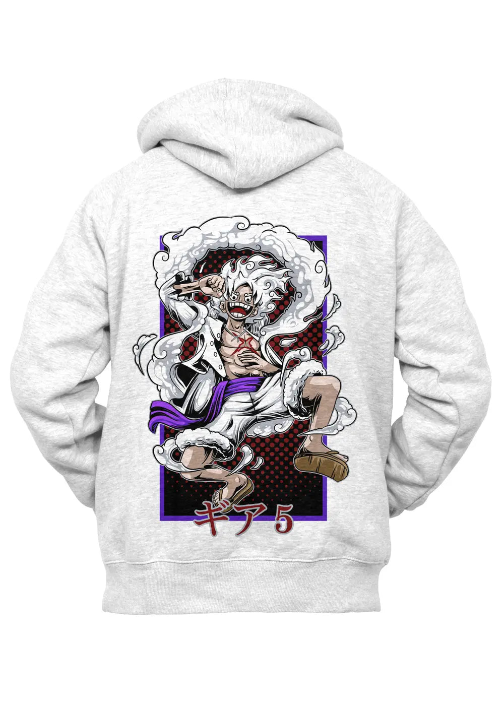 Felpa con Cappuccio Retro Monkey D Luffy Rubber Gear 5 One Piece Anime Felpa CmrDesignStore 1/2 anni Bianco