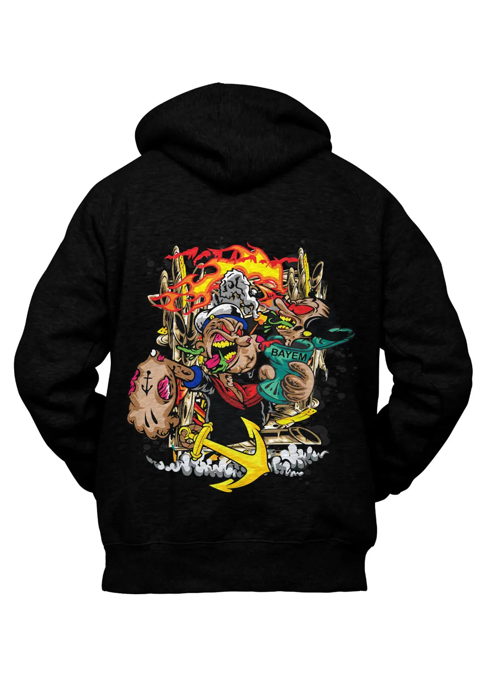 Felpa con Cappuccio Braccio Di Ferro Popeye Olivia Zombie Style Felpa CmrDesignStore