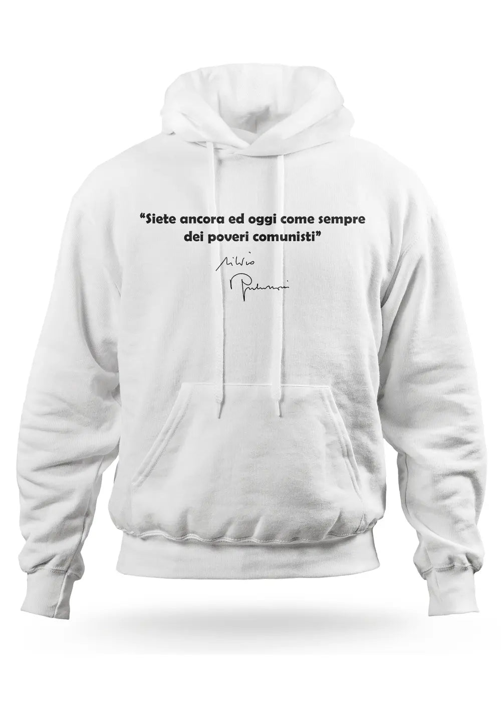 Felpa con Cappuccio Frase Divertente Poveri Comunisti Berlusconi Felpa CmrDesignStore 1/2 anni Bianco