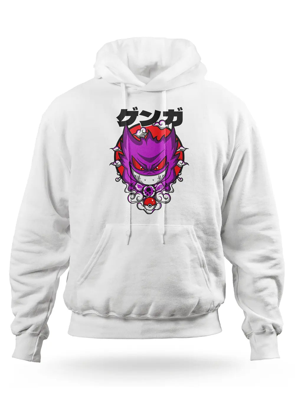 Felpa con Cappuccio Bianca Gengar Pokemon Anime Felpa CmrDesignStore