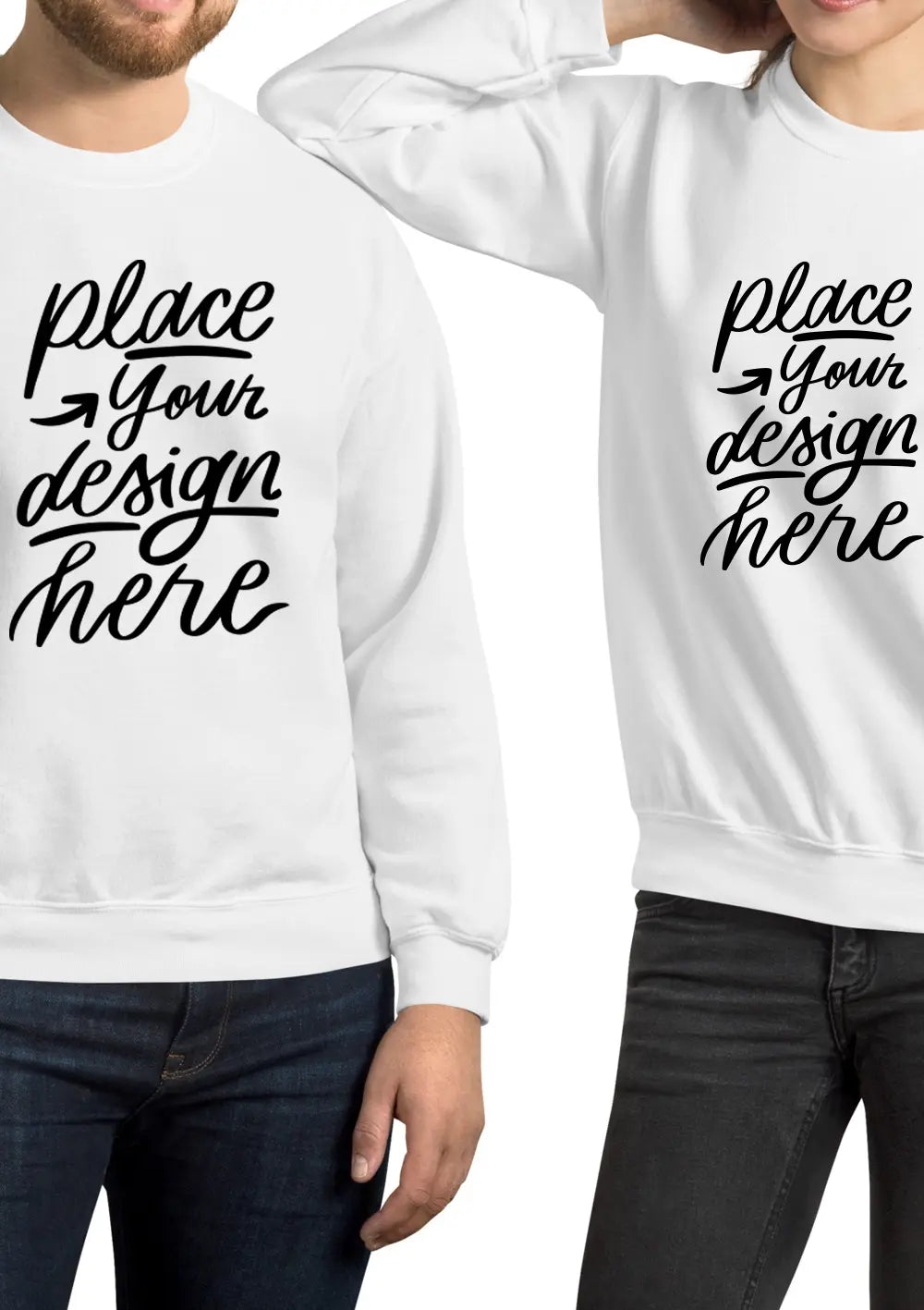 Felpa a Girocollo Personalizzata Con Stampa Fronte e Retro Felpa CmrDesignStore XS Bianco