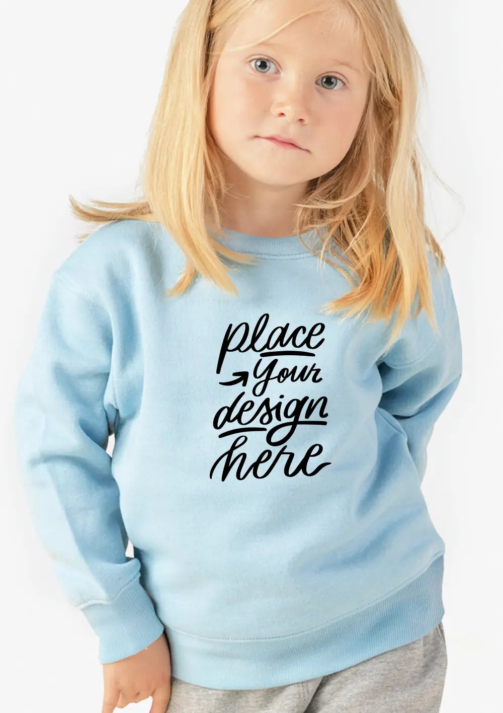 Felpa a Girocollo Bambini Personalizzata Maschio Femmina Felpa CmrDesignStore 1-2 Sky Blu