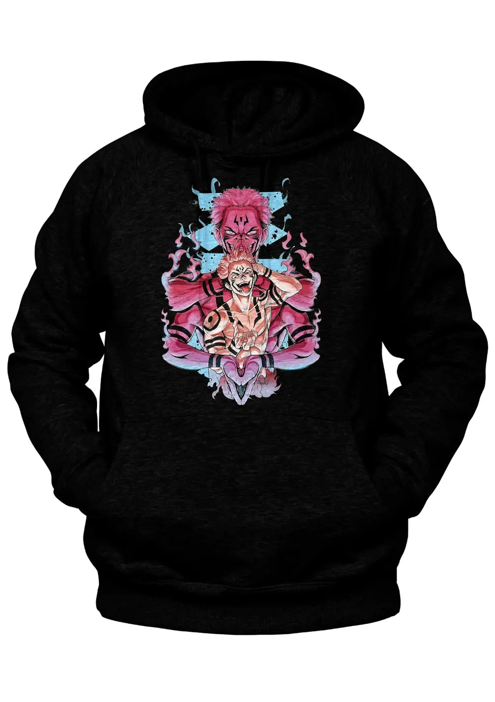 Felpa con Cappuccio Retro Jujutsu Kaisen Ryomen Sukuna Anime Felpa CmrDesignStore 1/2 anni Fronte