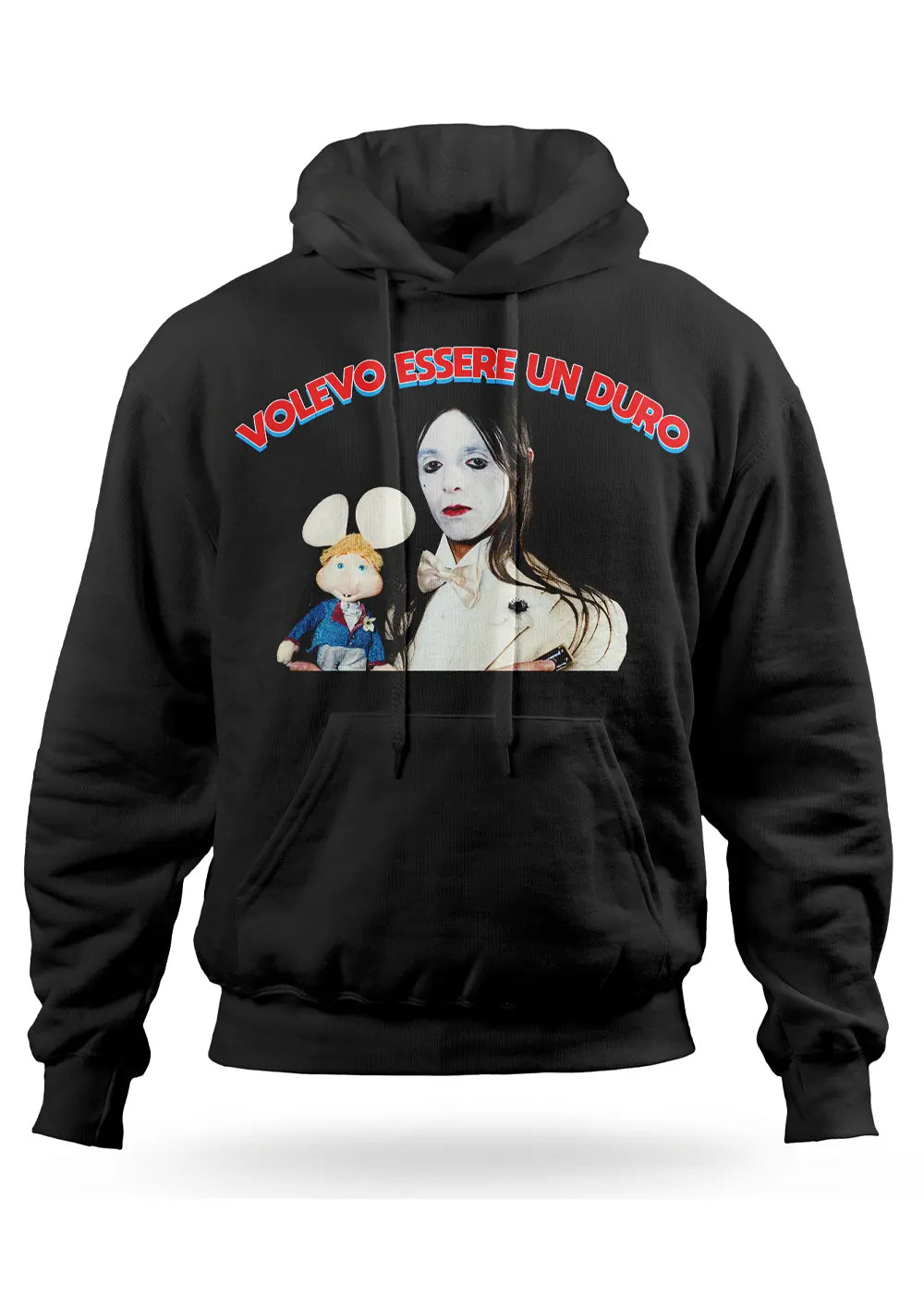 Felpa con Cappuccio Lucio Corsi Topo Gigio Volevo essere un duro Felpa CmrDesignStore Tributo Lucio Corsi 1/2 anni Nero