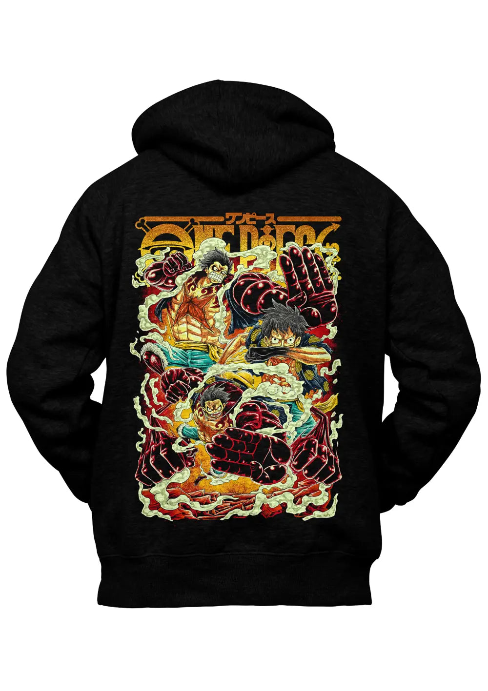 Felpa con Cappuccio Retro Monkey D Luffy Rubber Gear 4 One Piece Anime Felpa CmrDesignStore