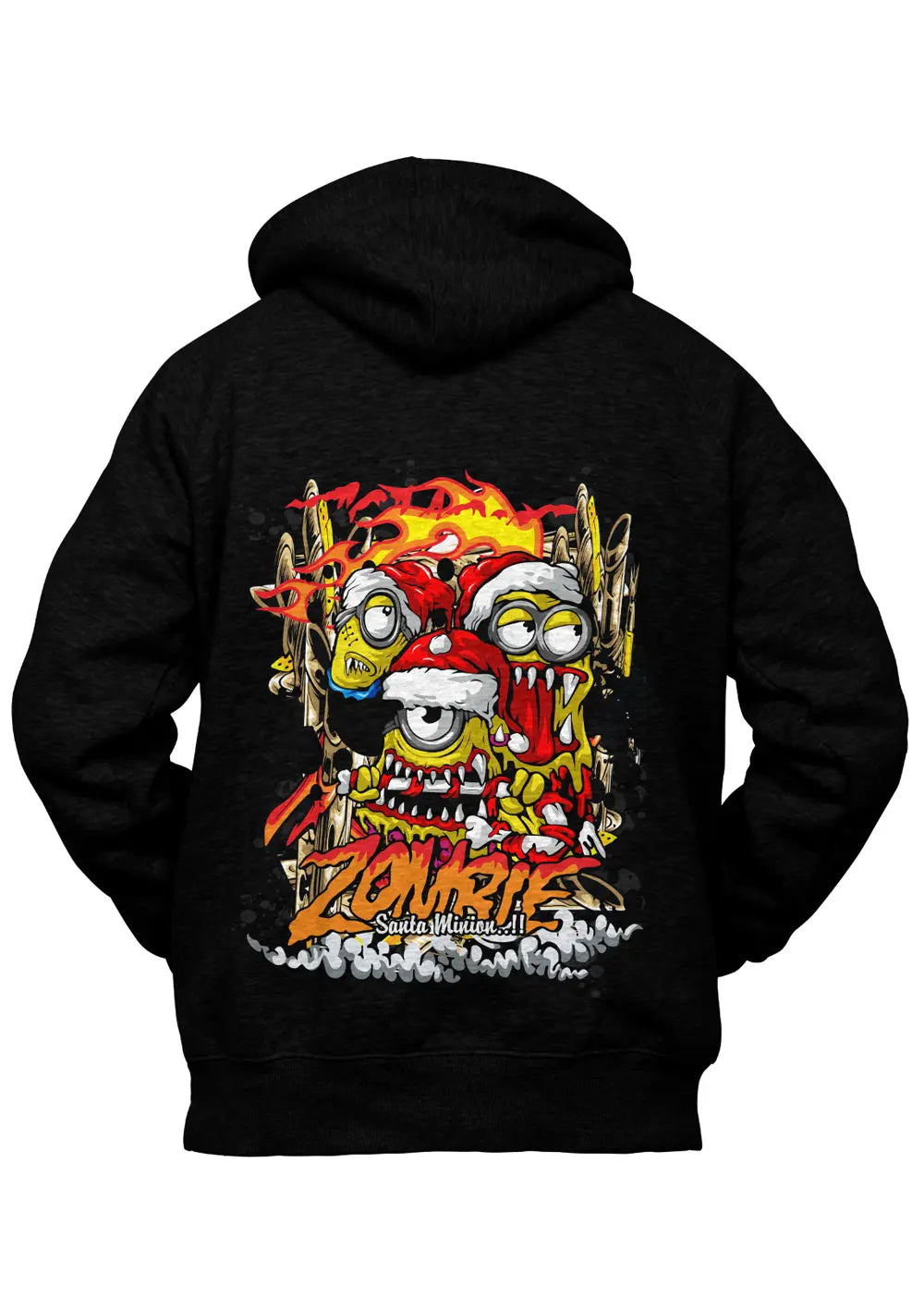Felpa con Cappuccio Minions Santa Claus Zombie Style Felpa CmrDesignStore