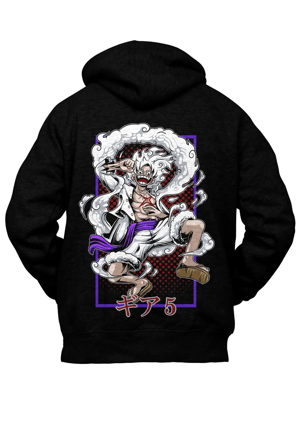 Felpa con Cappuccio Retro Monkey D Luffy Rubber Gear 5 One Piece Anime Felpa CmrDesignStore 1/2 anni Nero