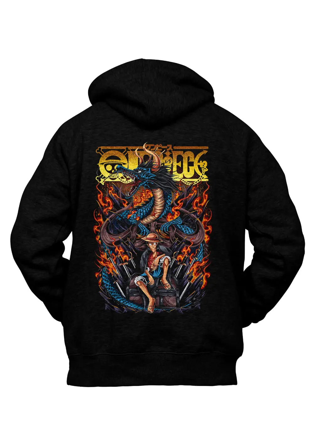 Felpa con Cappuccio Monkey D Luffy Rubber One Piece Retro Anime Felpa CmrDesignStore