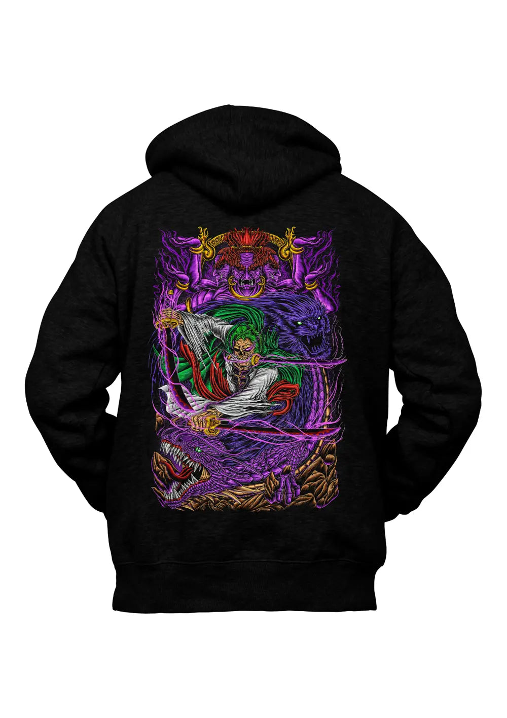 Felpa con Cappuccio Retro Roronoa Zoro One Piece Anime Felpa CmrDesignStore