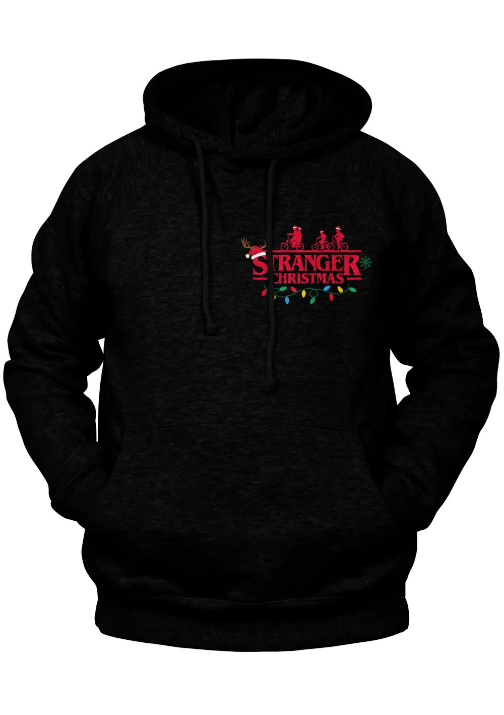 Felpa Stranger Things con cappuccio, grafica Natale con biciclette