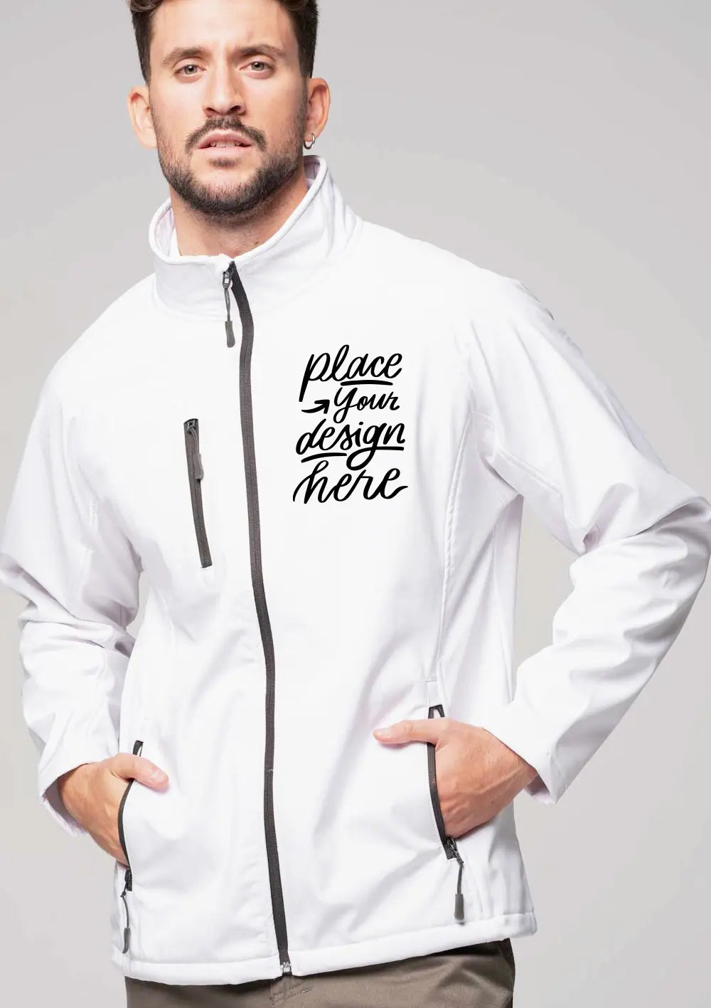 Giacca Softshell da Uomo Personalizzata Lavoro Trekking Giacca CmrDesignStore S Bianco