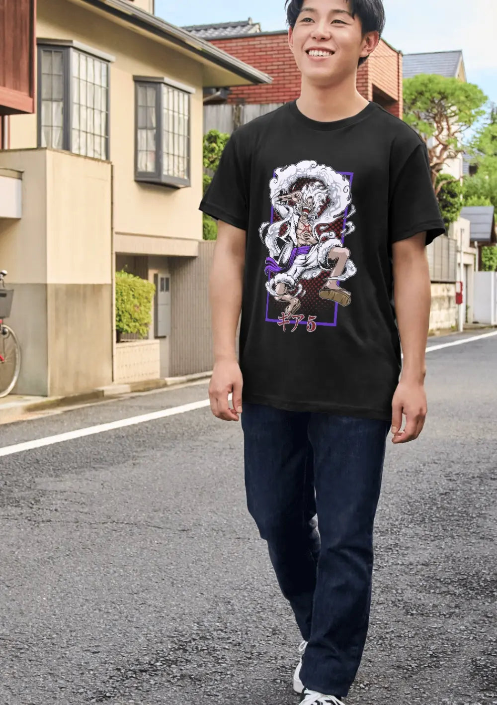 T-Shirt Maglietta Anime Monkey D Luffy Rubber Gear 5 One Piece T-Shirt CmrDesignStore