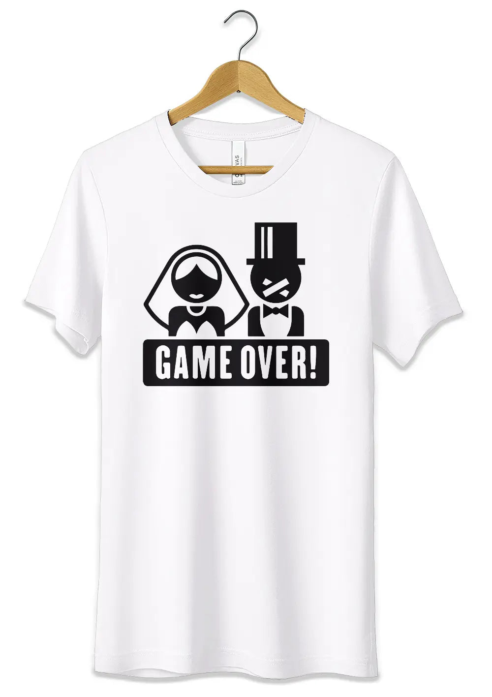 T-Shirt per Addio al Celibato Nubilato Maglietta in Cotone Personalizzata Game Over T-Shirt CmrDesignStore XS Bianco