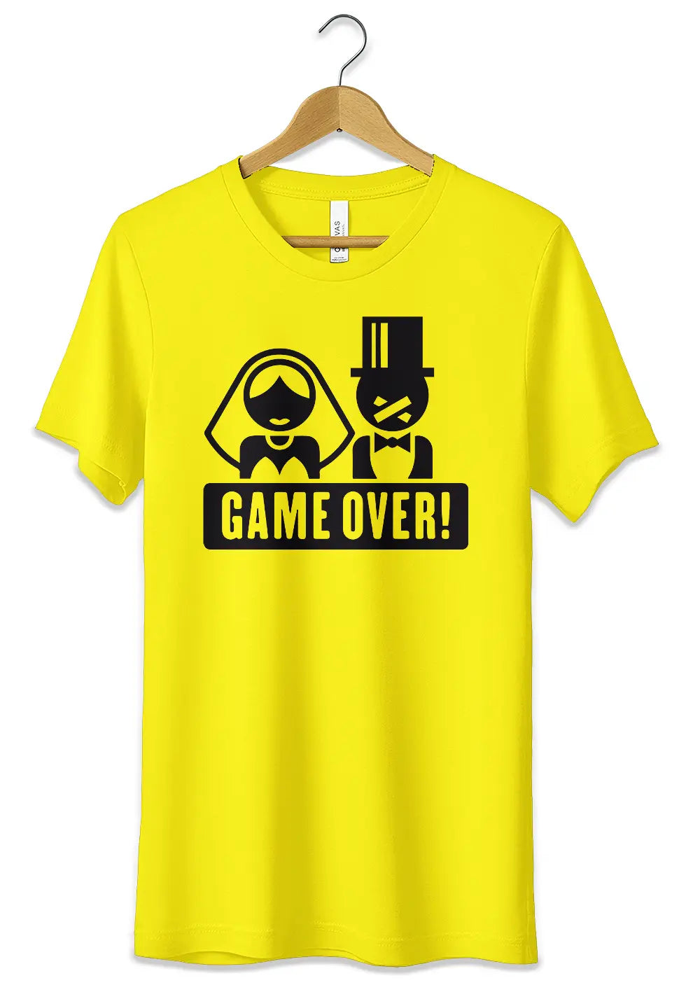 T-Shirt per Addio al Celibato Nubilato Maglietta in Cotone Personalizzata Game Over T-Shirt CmrDesignStore XS Giallo