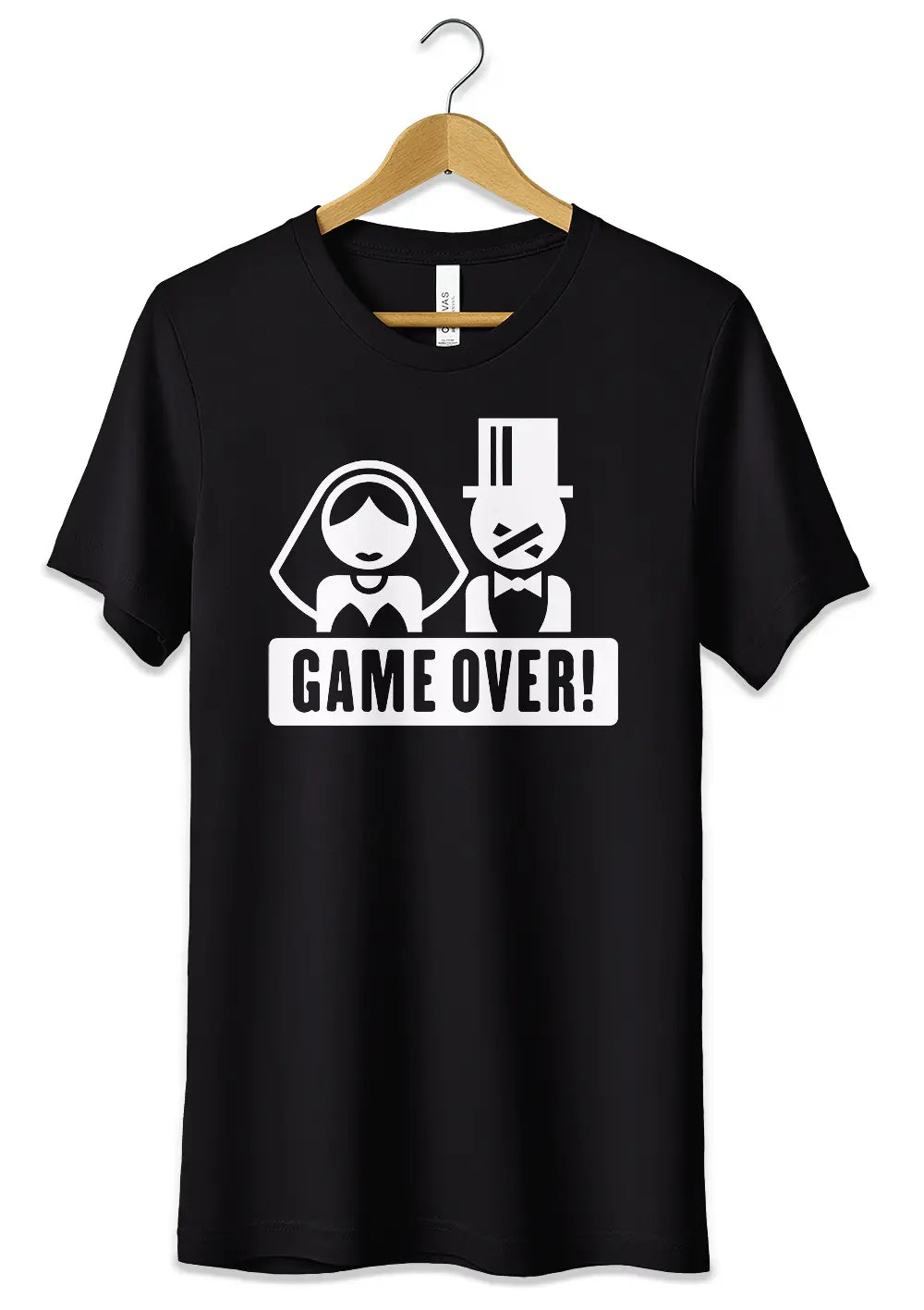 T-Shirt per Addio al Celibato Nubilato Maglietta in Cotone Personalizzata Game Over T-Shirt CmrDesignStore XS Nero