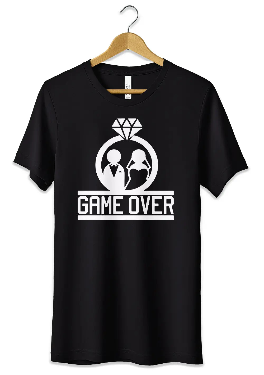 T-Shirt Maglietta per Addio al Celibato Nubilato in Cotone Personalizzata Game Over T-Shirt CmrDesignStore XS Nero