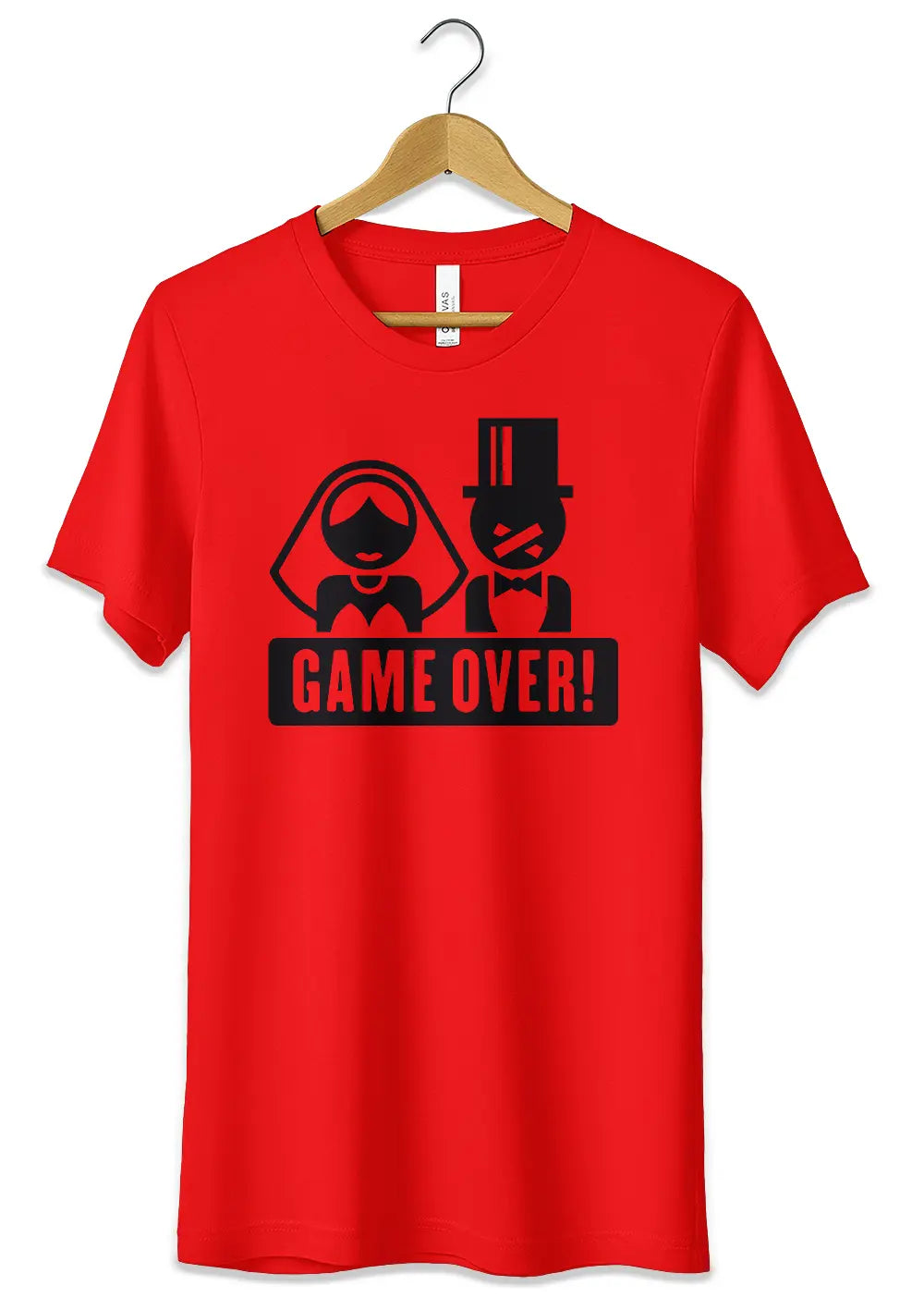 T-Shirt per Addio al Celibato Nubilato Maglietta in Cotone Personalizzata Game Over T-Shirt CmrDesignStore XS Rosso