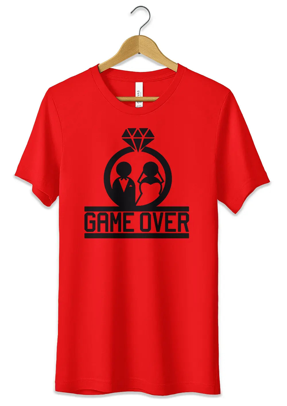 T-Shirt Maglietta per Addio al Celibato Nubilato in Cotone Personalizzata Game Over T-Shirt CmrDesignStore XS Rosso