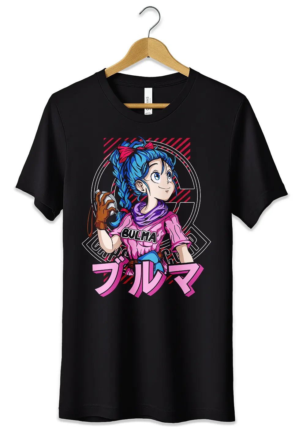 T-Shirt Maglietta Bulma Capsule Corp Dragon Ball Nera T-Shirt CmrDesignStore