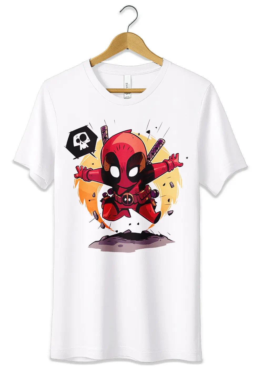T-Shirt Maglietta Deadpool Supereroi T-Shirt CmrDesignStore 3/4 anni Bianco