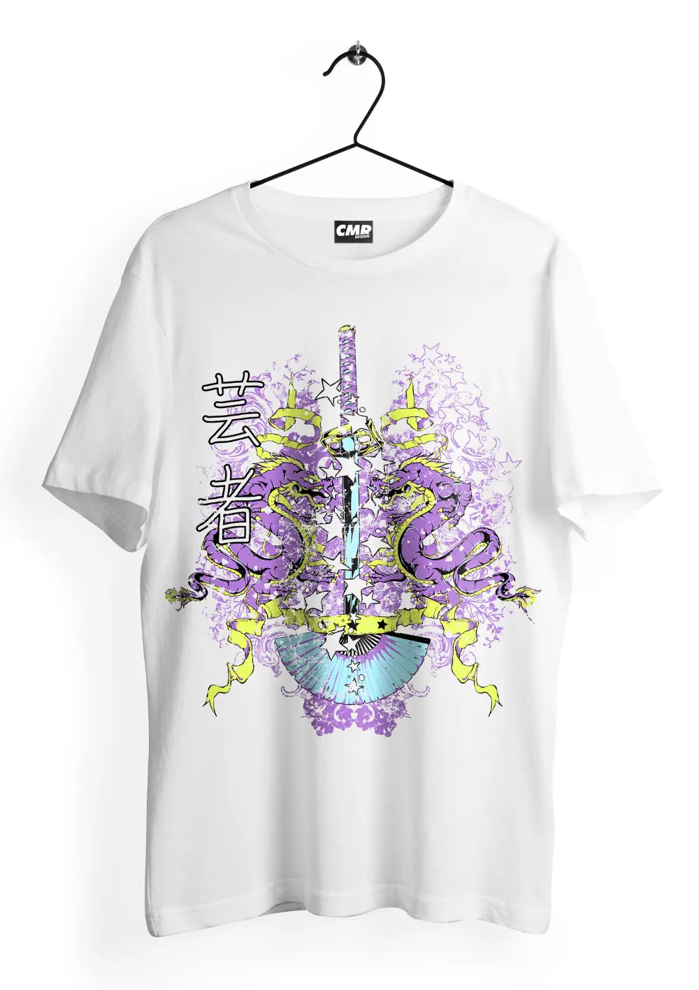 T-Shirt Maglietta Katana Dragoni Japan Urban Style T-Shirt CmrDesignStore Fronte XS