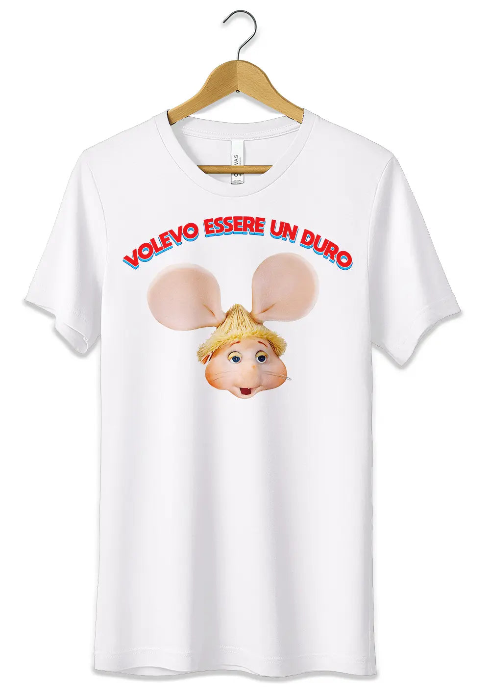 T-Shirt Maglietta Lucio Corsi e Topo Gigio Volevo essere un Duro T-Shirt CmrDesignStore Meme Topo Gigio 3/4 anni Bianco