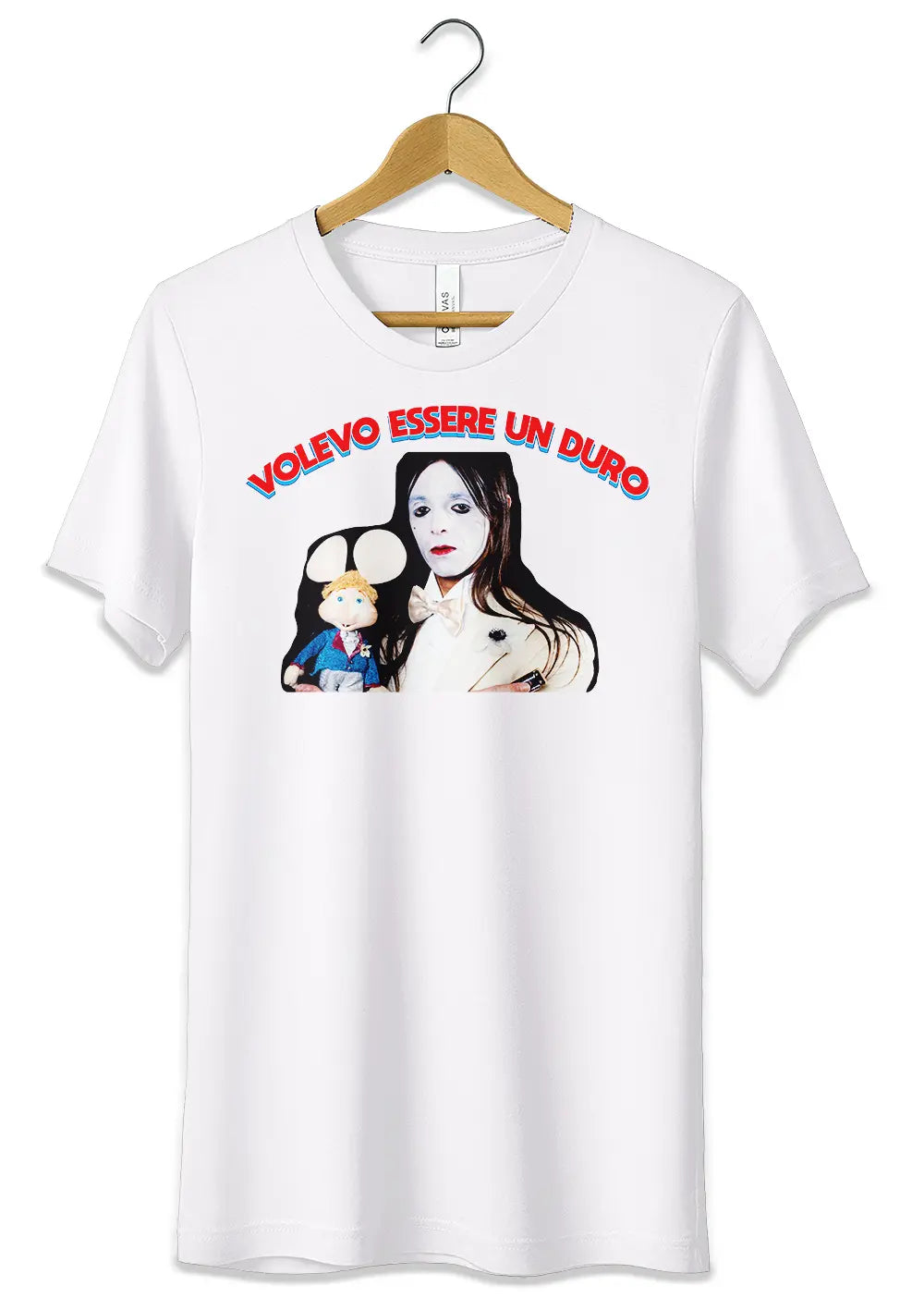 T-Shirt Maglietta Lucio Corsi e Topo Gigio Volevo essere un Duro T-Shirt CmrDesignStore Tributo Lucio Corsi 3/4 anni Bianco