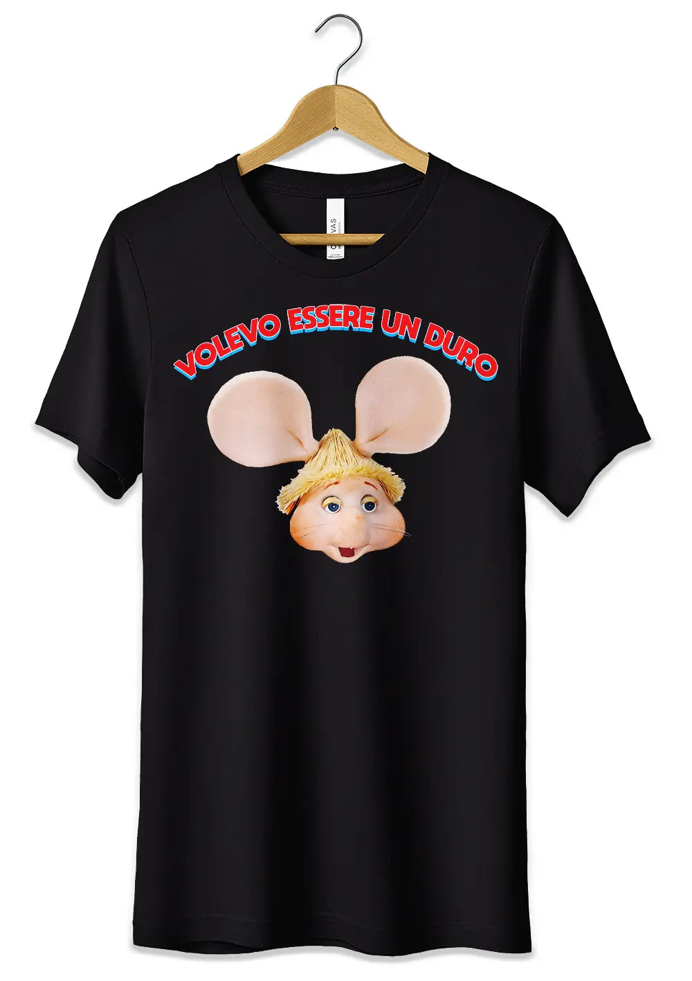 T-Shirt Maglietta Lucio Corsi e Topo Gigio Volevo essere un Duro T-Shirt CmrDesignStore Meme Topo Gigio 3/4 anni Nero