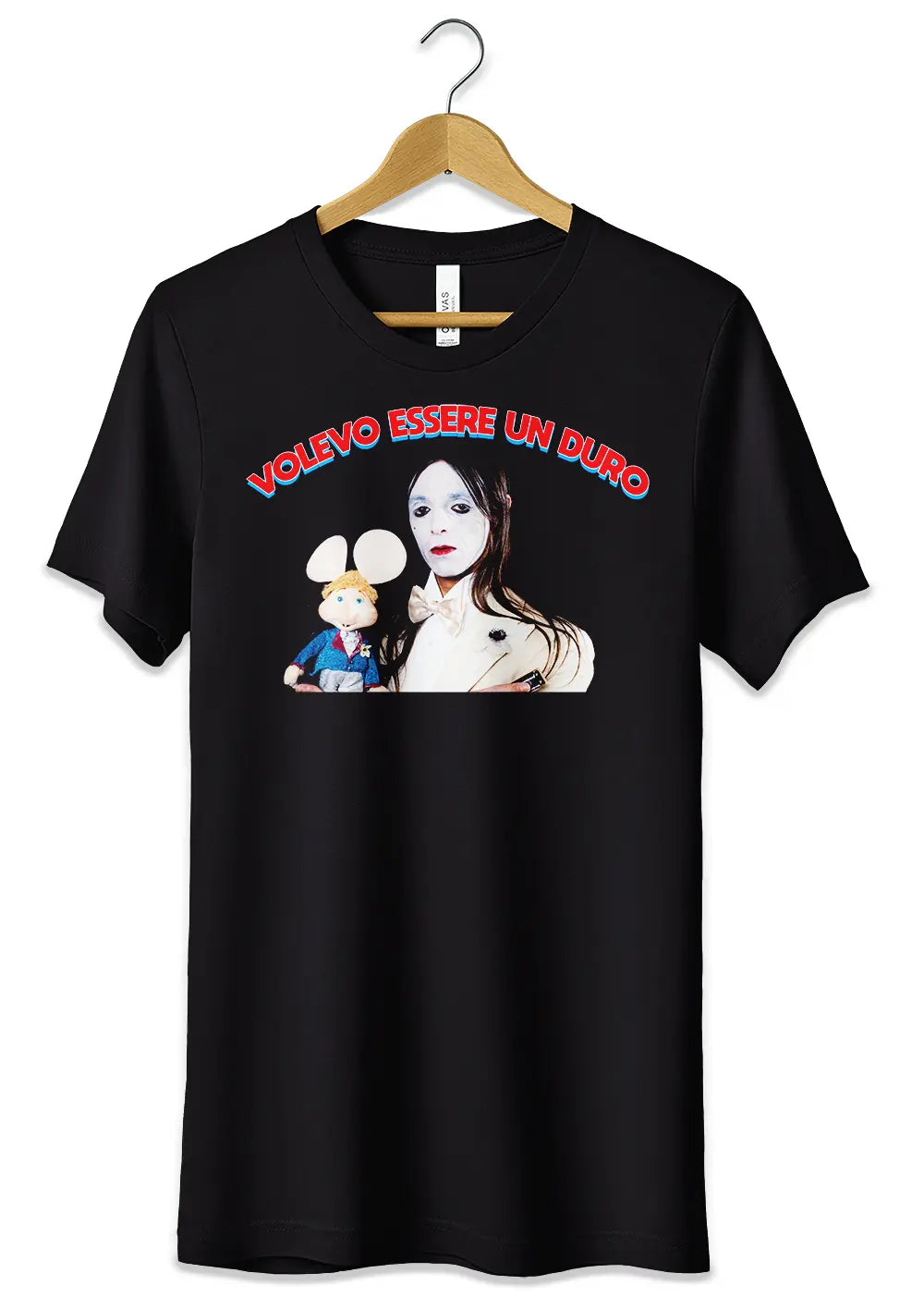 T-Shirt Maglietta Lucio Corsi e Topo Gigio Volevo essere un Duro T-Shirt CmrDesignStore Tributo Lucio Corsi 3/4 anni Nero