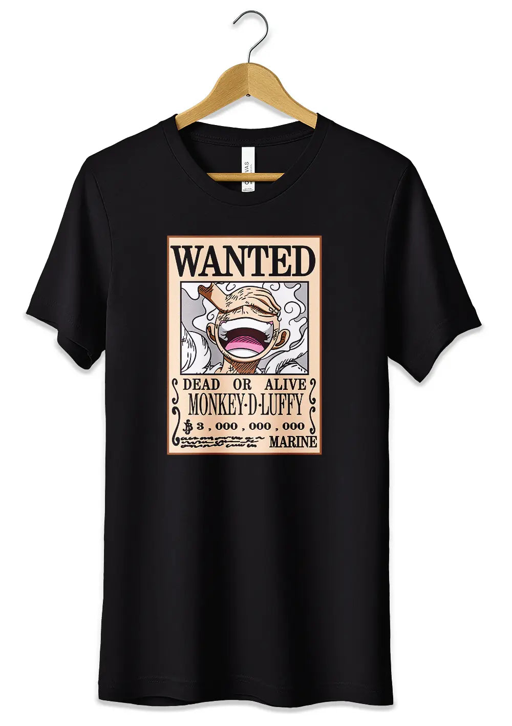 T-Shirt Maglietta Anime Monkey D Luffy Rubber Gear 5 Manifesto Wanted One Piece T-Shirt CmrDesignStore 3/4 anni Nero