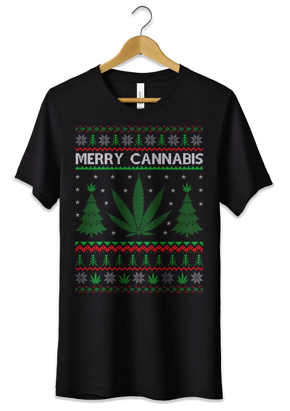 T-Shirt Maglietta Natalizia Merry Cannabis Natale T-Shirt CmrDesignStore