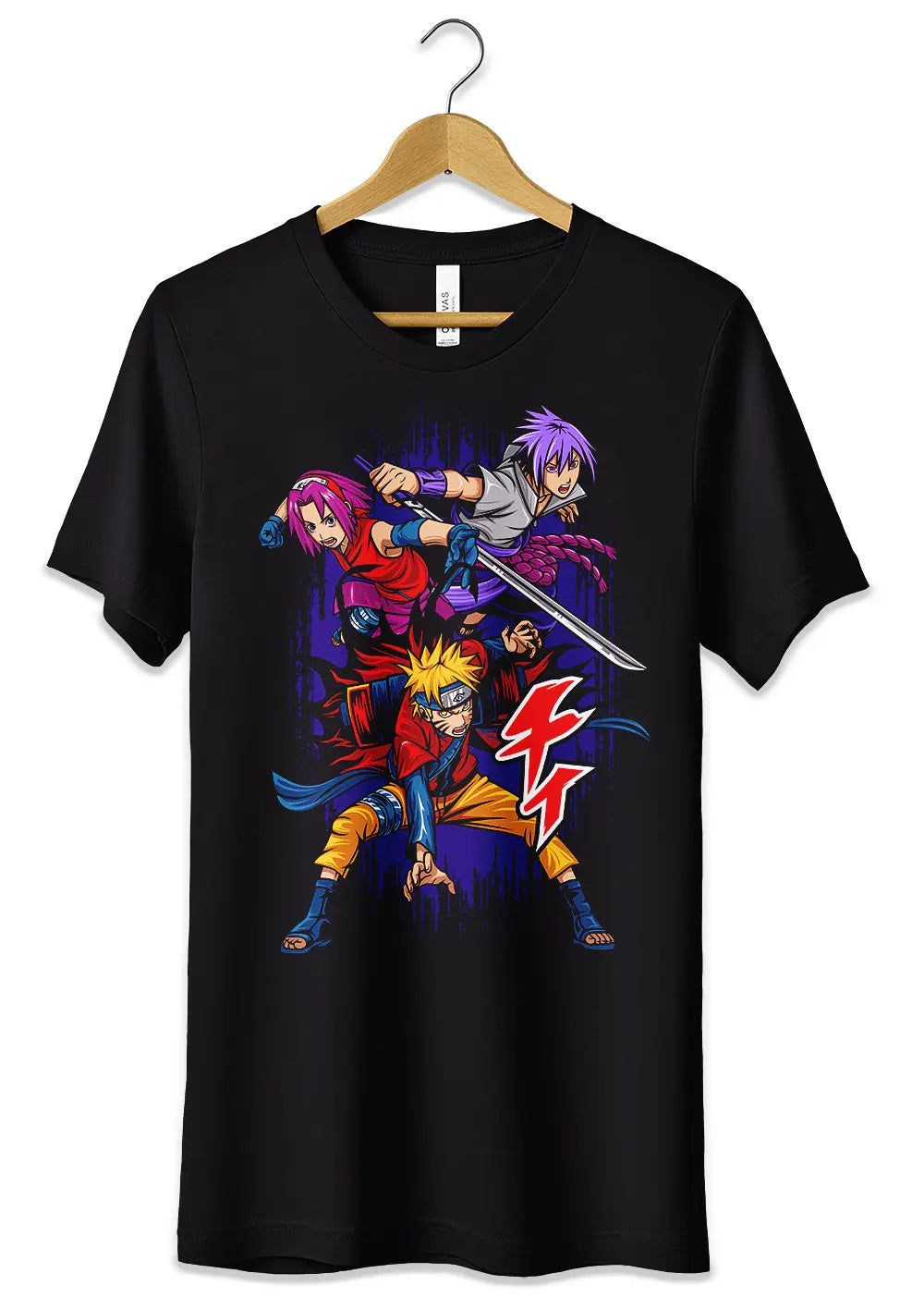 T-Shirt Maglietta Fans Naruto Anime T-Shirt CmrDesignStore 3/4 anni Nero