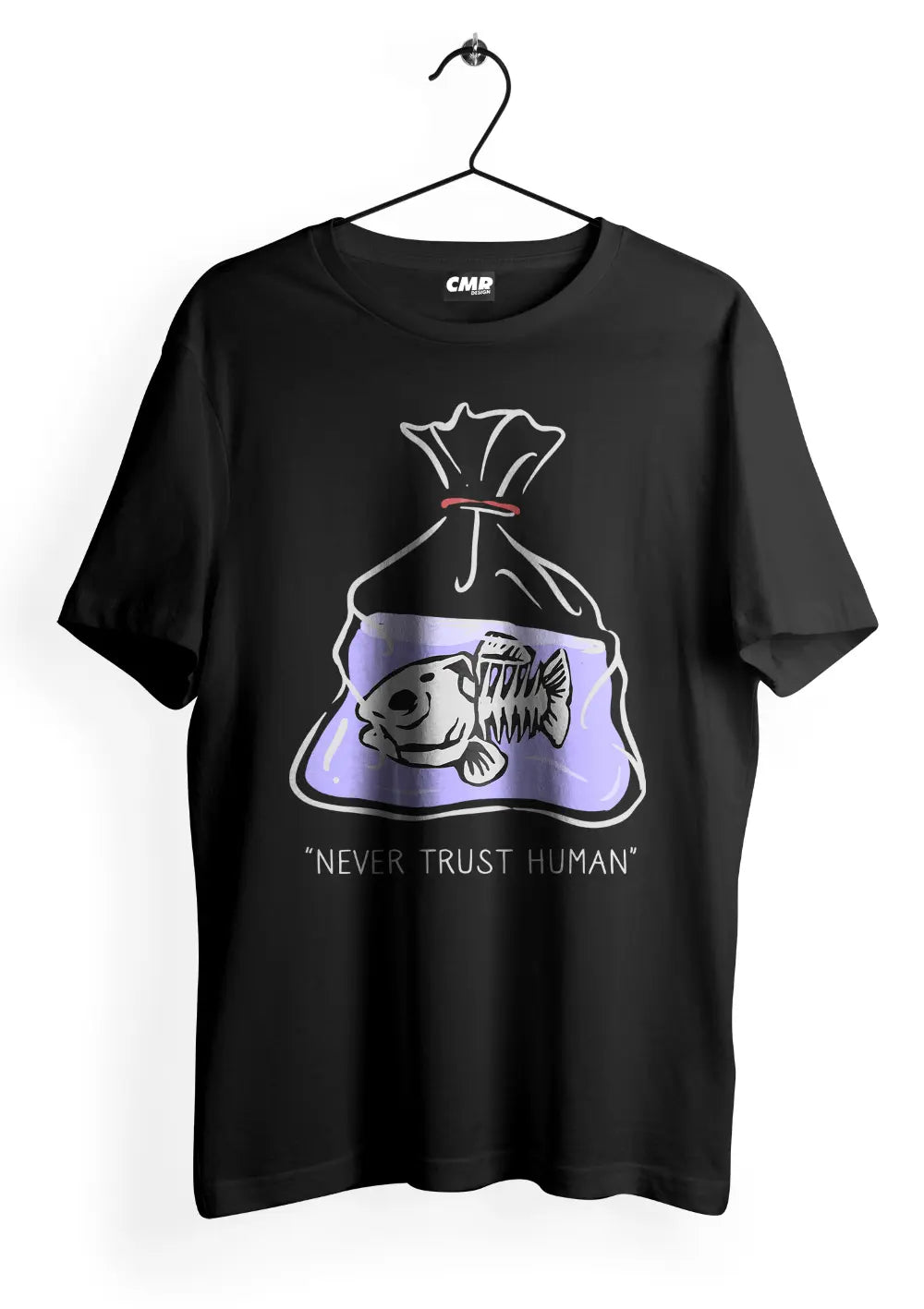 T-Shirt Maglietta Never Trust Human Urban Oversize T-Shirt CmrDesignStore Fronte XS