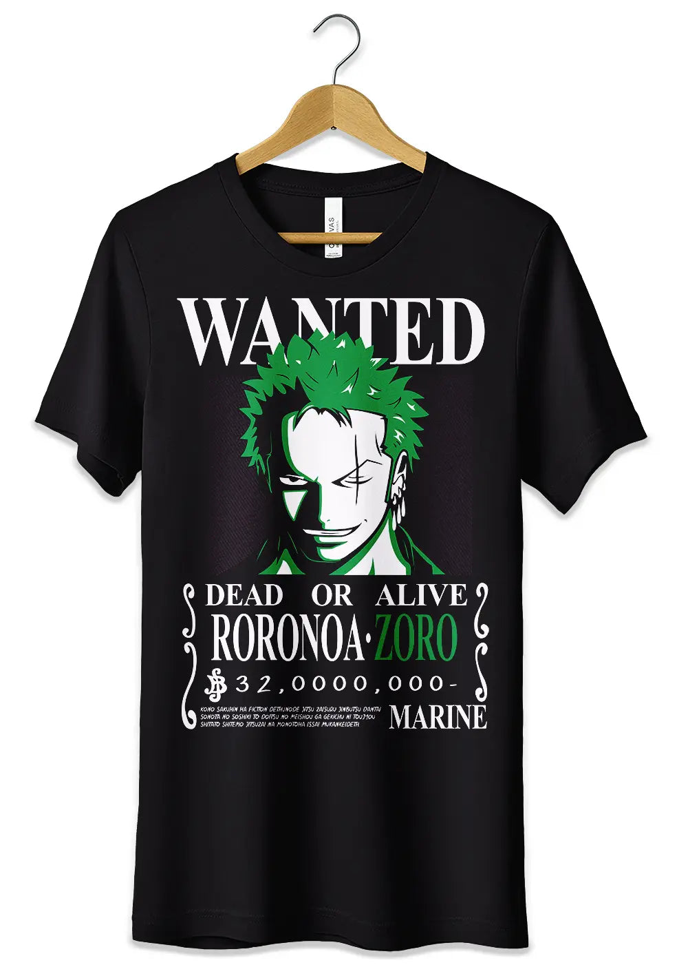 T-Shirt Maglietta Anime Roronoa Zoro Wanted One Piece T-Shirt CmrDesignStore