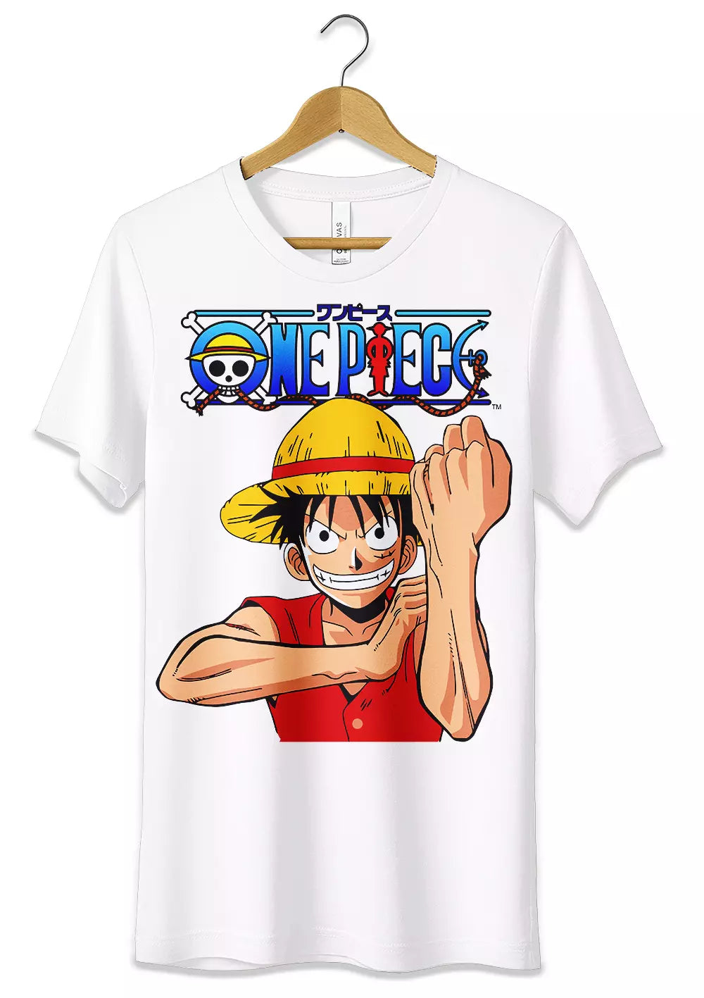 T-Shirt Rubber Cappello di Paglia Maglietta Anime One Piece T-Shirt CmrDesignStore 3/4 anni Bianco