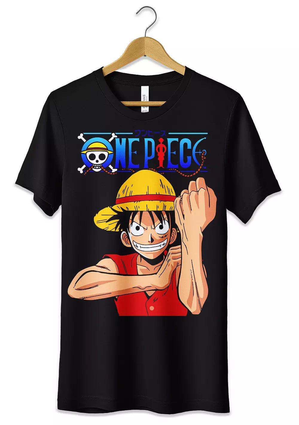 T-Shirt Rubber Cappello di Paglia Maglietta Anime One Piece T-Shirt CmrDesignStore 3/4 anni Nero