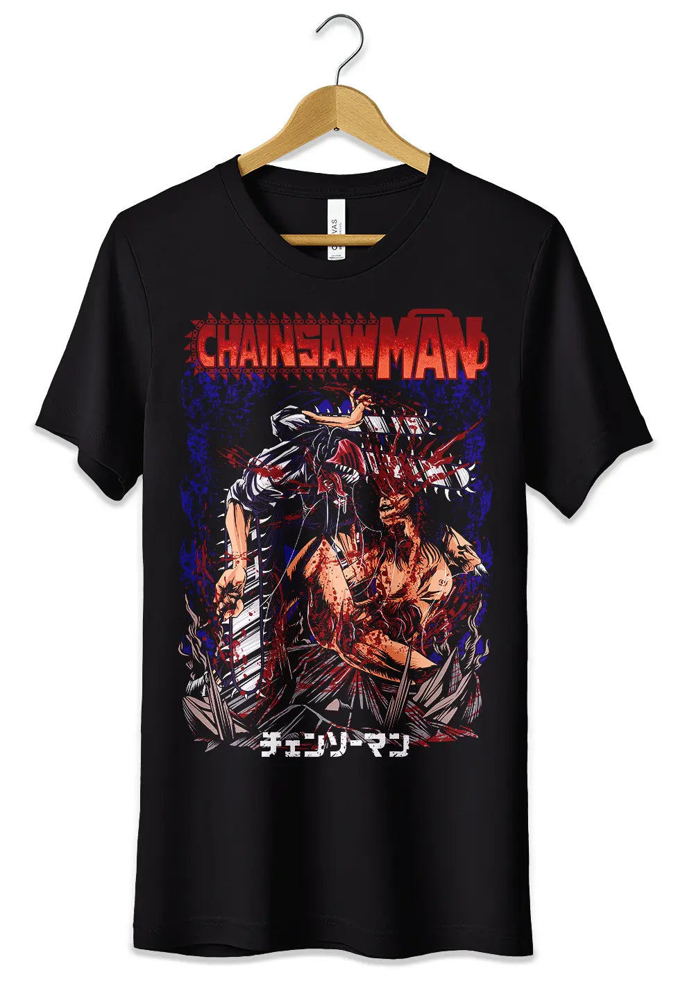 T-Shirt Maglietta Splatter Chainsaw Man Anime T-Shirt CmrDesignStore