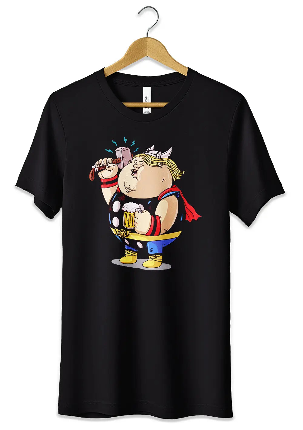 T-Shirt Maglietta Thor Caricatura Divertente T-Shirt CmrDesignStore 3/4 anni Nero