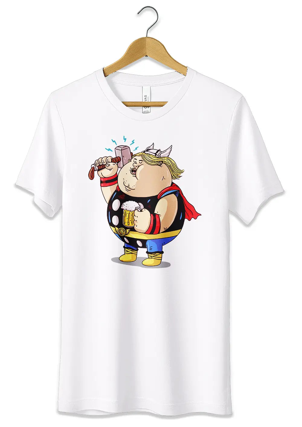 T-Shirt Maglietta Thor Caricatura Divertente T-Shirt CmrDesignStore 3/4 anni Bianco