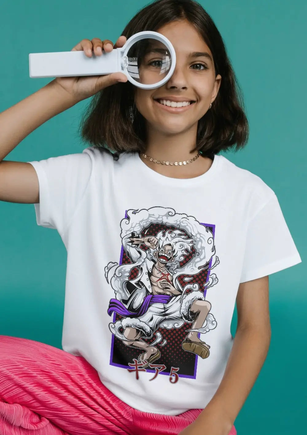 T-Shirt Maglietta Anime Monkey D Luffy Rubber Gear 5 One Piece T-Shirt CmrDesignStore