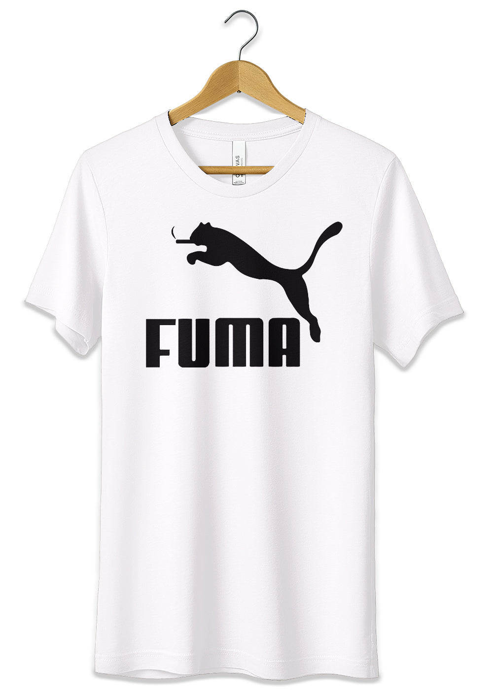 T-Shirt Divertente Fuma Maglietta Logo Fake Puma Ironico T-Shirt CmrDesignStore Bianco S 
