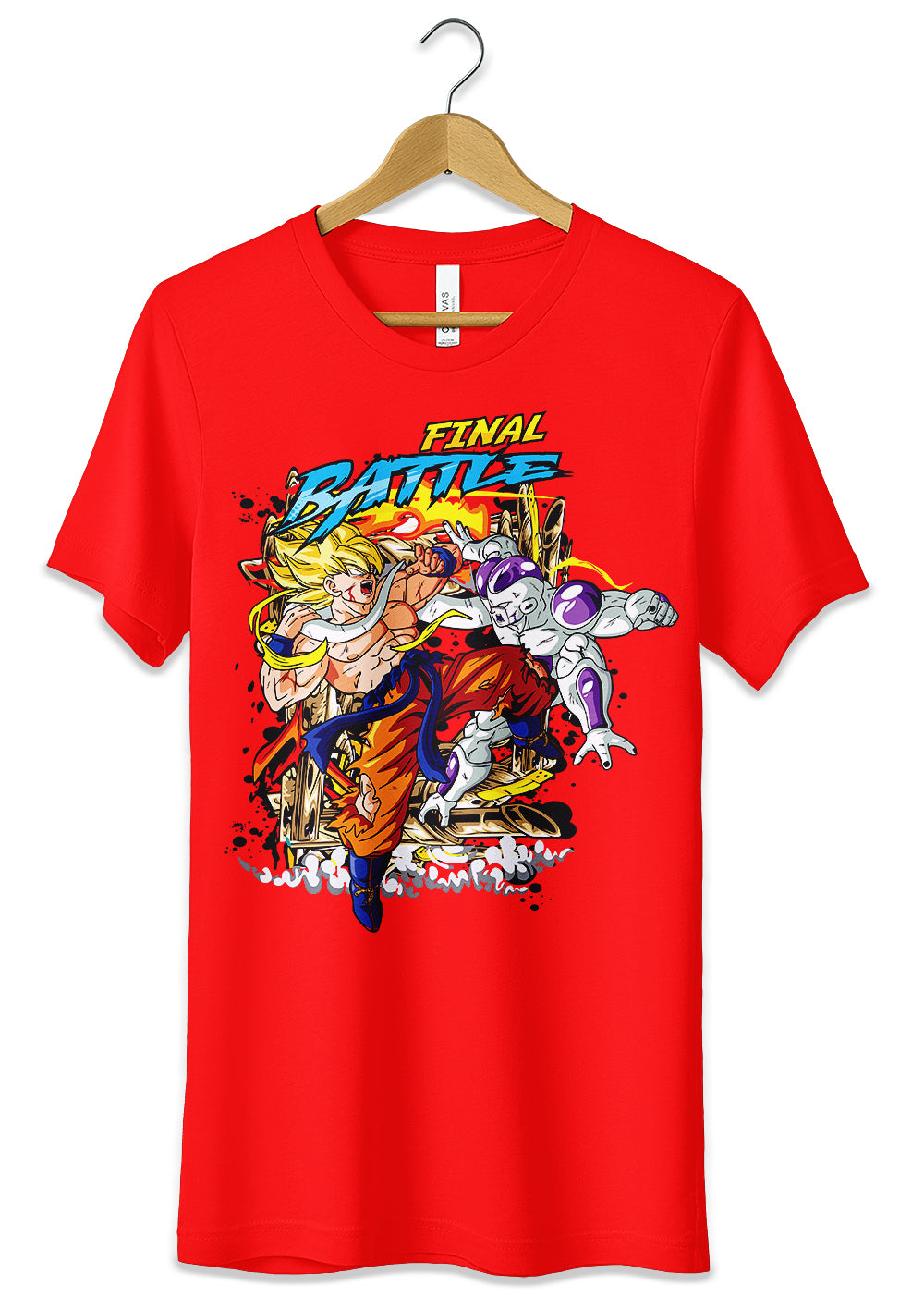 T-Shirt Goku vs Freezer Maglietta Dragon Ball T-Shirt CmrDesignStore 3/4 anni Rosso 