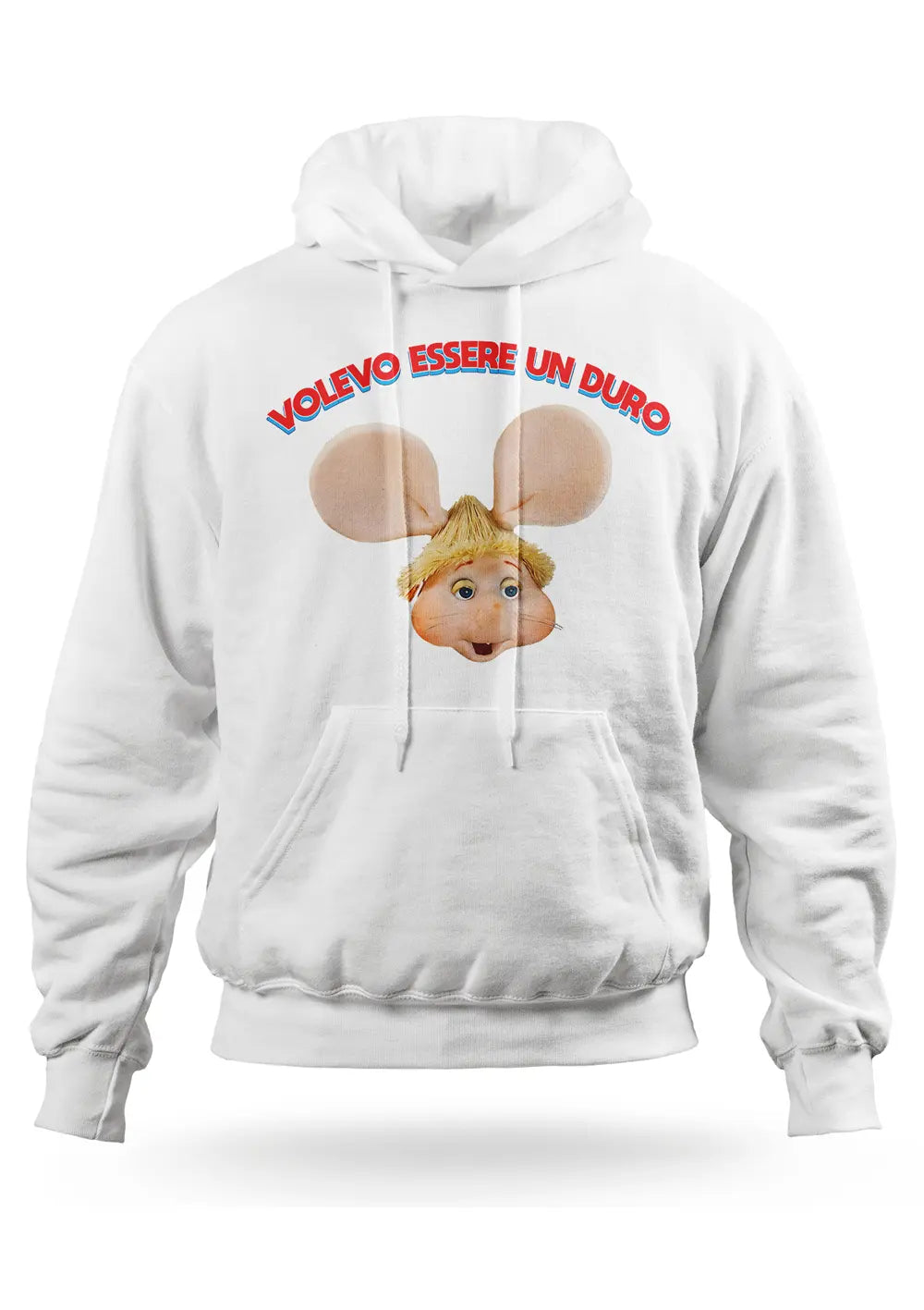 Felpa bianca Topo Gigio Lucio Corsi Volevo essere un duro con cappuccio