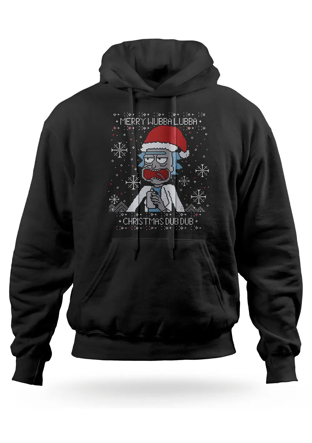 Felpa con cappuccio Rick Sanchez pixelata con Santa hat e Merry Wubba Lubba