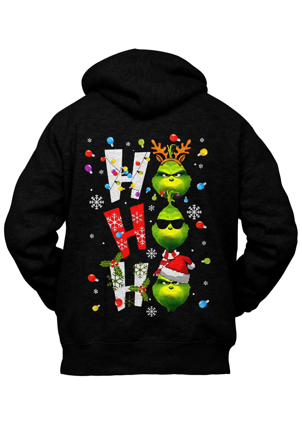 Felpa con Cappuccio Il Grinch Ho Ho Ho Retro Felpa CmrDesignStore