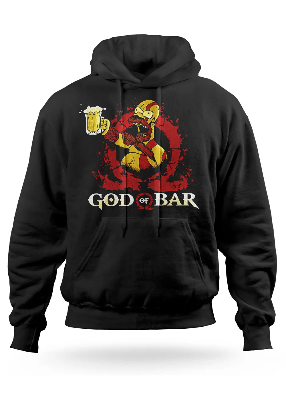 Felpa Con Cappuccio Homer Simpson God Of Bar Felpa CmrDesignStore   