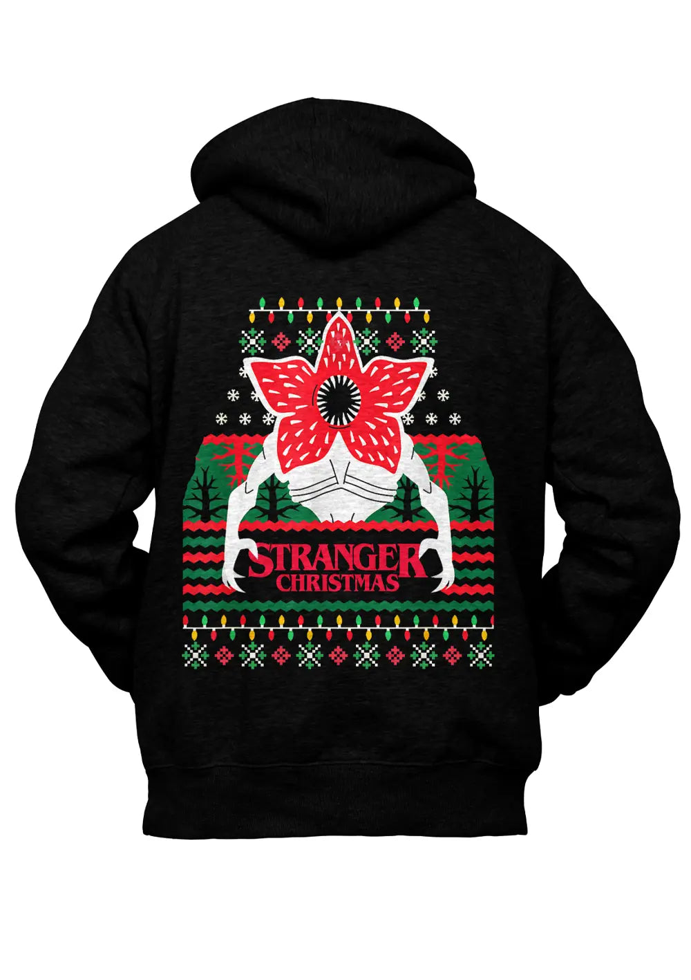 Felpa Stranger Christmas Things Con Cappuccio Fronte e Retro Felpa CmrDesignStore